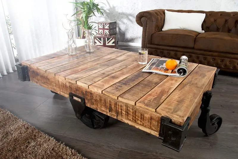 STOLIK KAWOWY RAILWAY 120 CM MANGO / 36788 / INVICTA INTERIOR