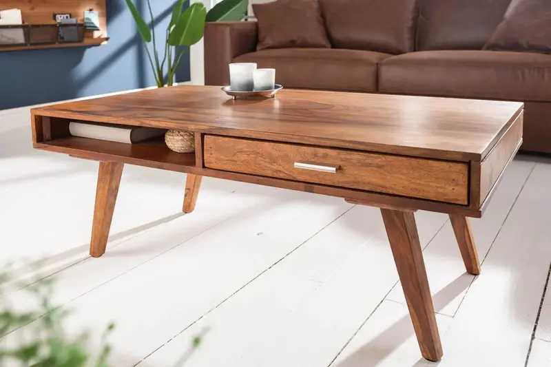 STOLIK KAWOWY RETRO 100 CM SHEESHAM / 40278 / INVICTA INTERIOR