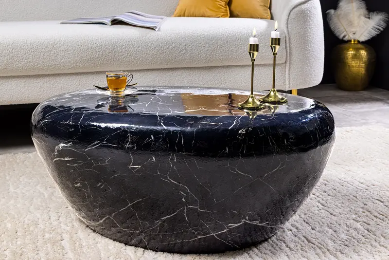 STOLIK KAWOWY STONE CZARNY 75 CM / 44853 / INVICTA INTERIOR