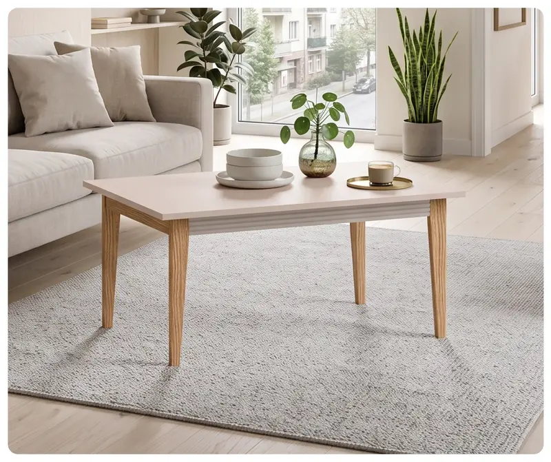 Stolik kawowy Windsor 12 kaszmir 90 × 68 cm na dębowych nogach