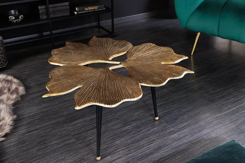 STOLIK KAWOWY ZŁOTY LEAFS / 41791 / INVICTA INTERIOR