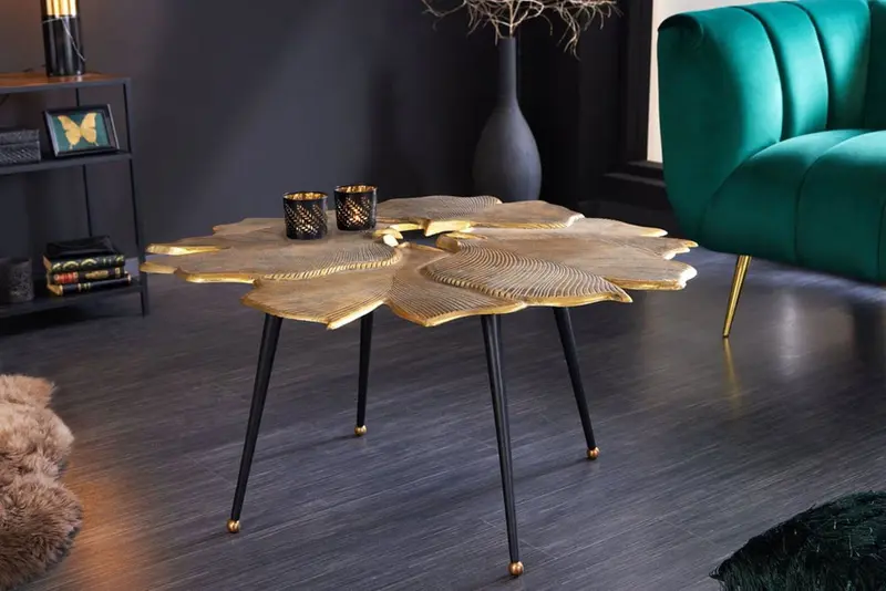STOLIK KAWOWY ZŁOTY LEAFS / 42033 / INVICTA INTERIOR