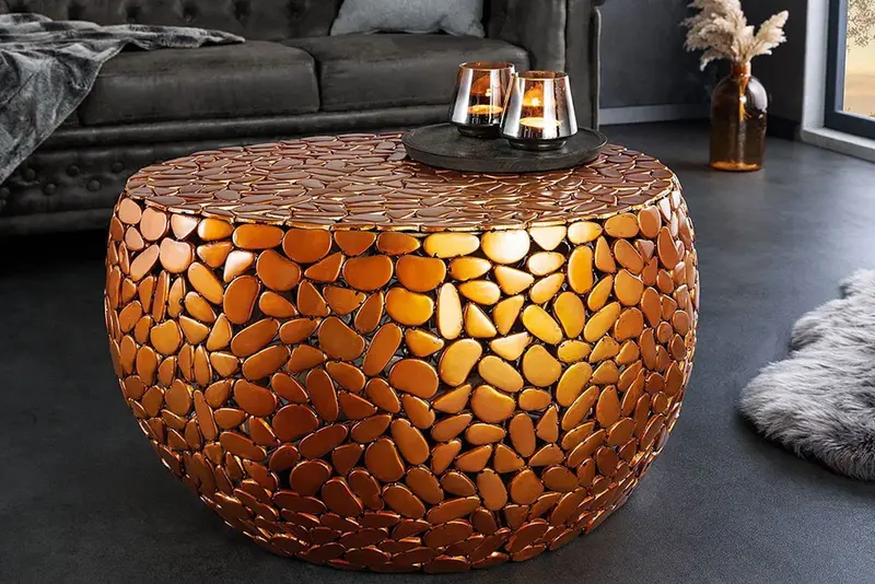 Stolik Stone Mosaic 72cm miedź / 41434 / INVICTA INTERIOR