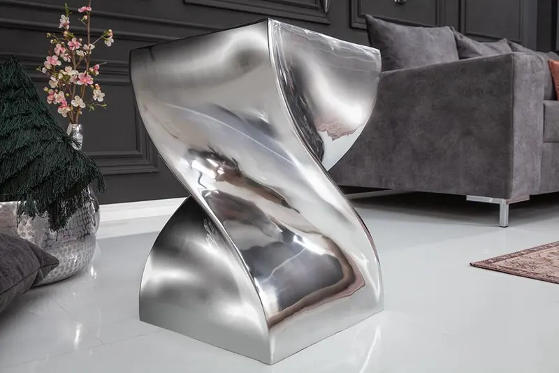 STOLIK TWIST SREBRNY ALUMINIUM / 30220 / INVICTA INTERIOR