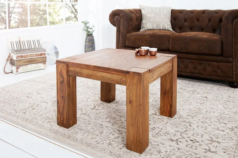 STOLIK Z DREWNA LITEGO MAKASSAR 60 CM SHEESHAM / 16910 / INVICTA INTERIOR