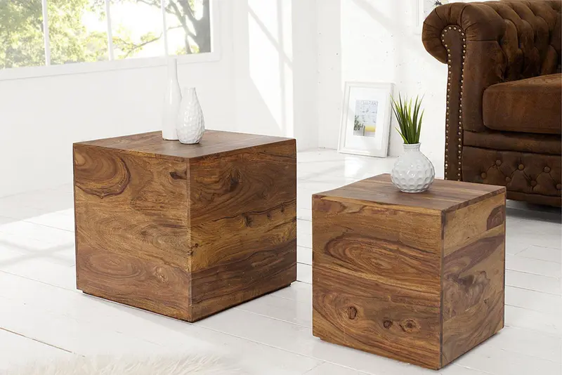 STOLIKI MAKASSAR ZESTAW DREWNO LITE SHEESHAM / 37290  / INVICTA INTERIOR