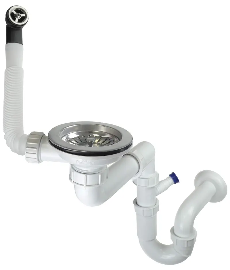 Syfon do zlewozmywaka granitowego 1-komorowego - Space-Saver Stalowy