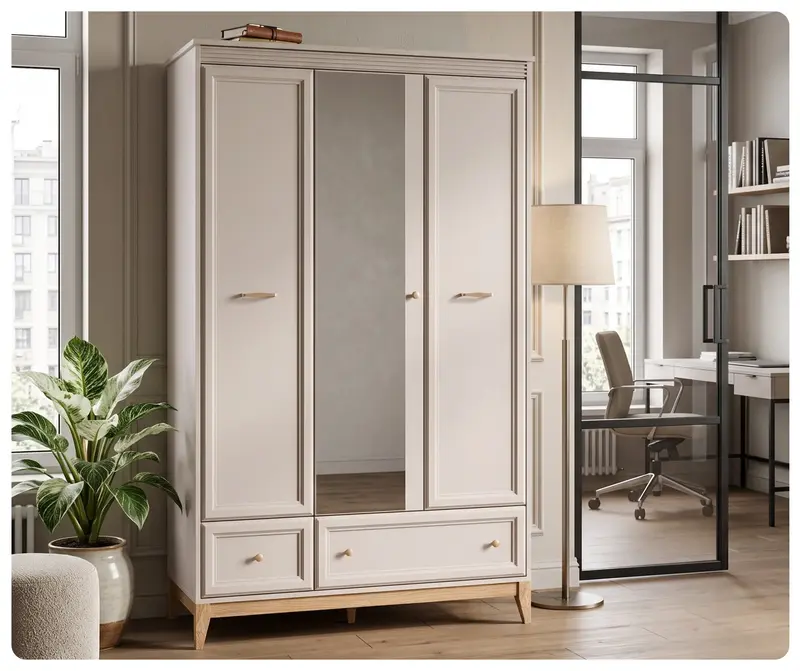 Szafa Windsor 15 kaszmir 135,5 cm z lustrem i 2 szufladami