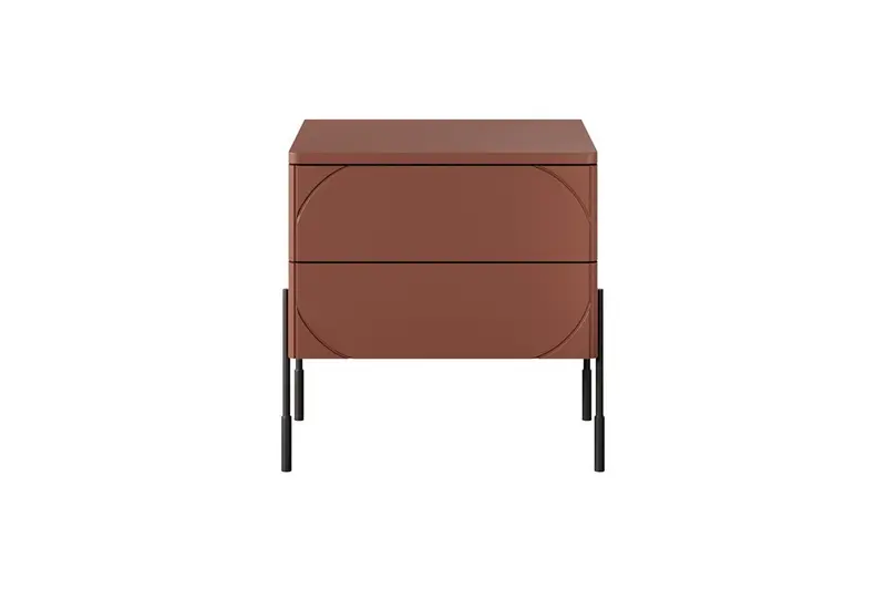 Szafka nocna z dwoma szufladami Sonatia na metalowych nogach 45 cm - burgund