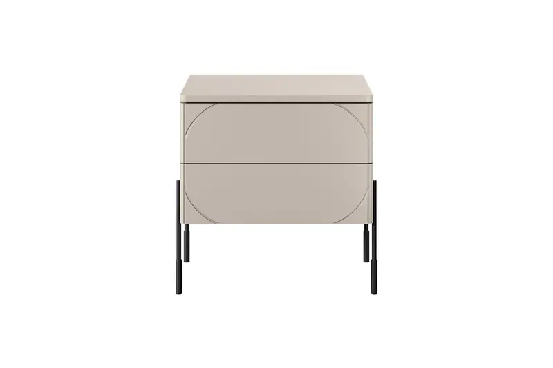 Szafka nocna z dwoma szufladami Sonatia na metalowych nogach 45 cm - kaszmir