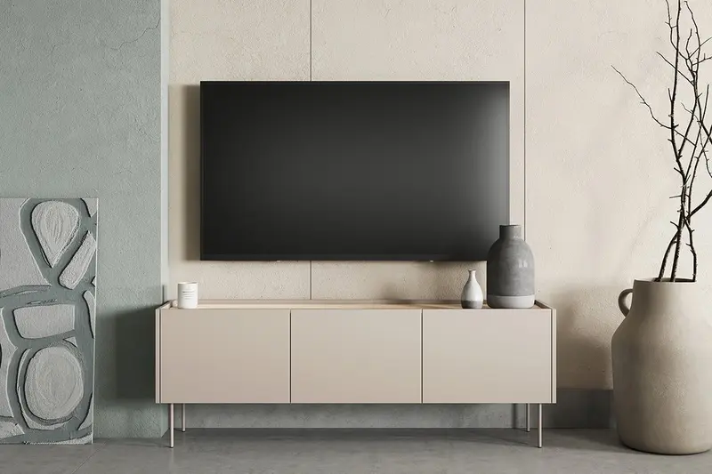 Szafka RTV Desin na metalowych nogach 170 cm - kaszmir / dąb nagano