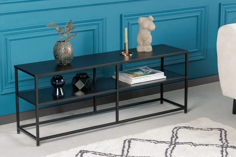 SZAFKA RTV DURA STEEL 120 CM CZARNY / 41732 / INVICTA INTERIOR