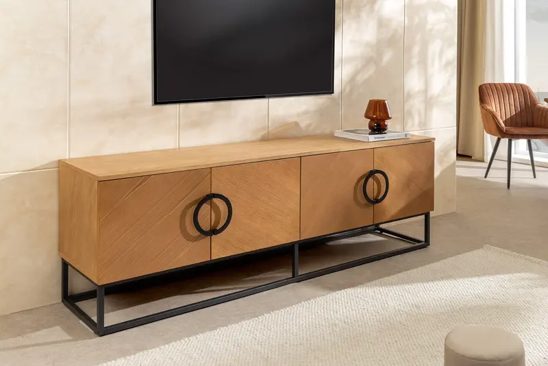 SZAFKA RTV GRANDEZZA 180 CM OPTYKA DĄB NATURALNY / 46699 / INVICTA INTERIOR
