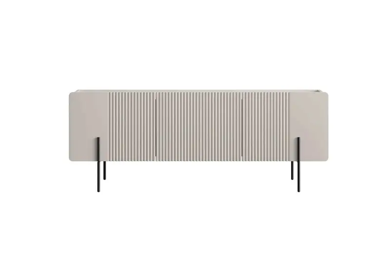 Szafka RTV Malmi 150 cm - kaszmir / crema bianca / czarne nóżki