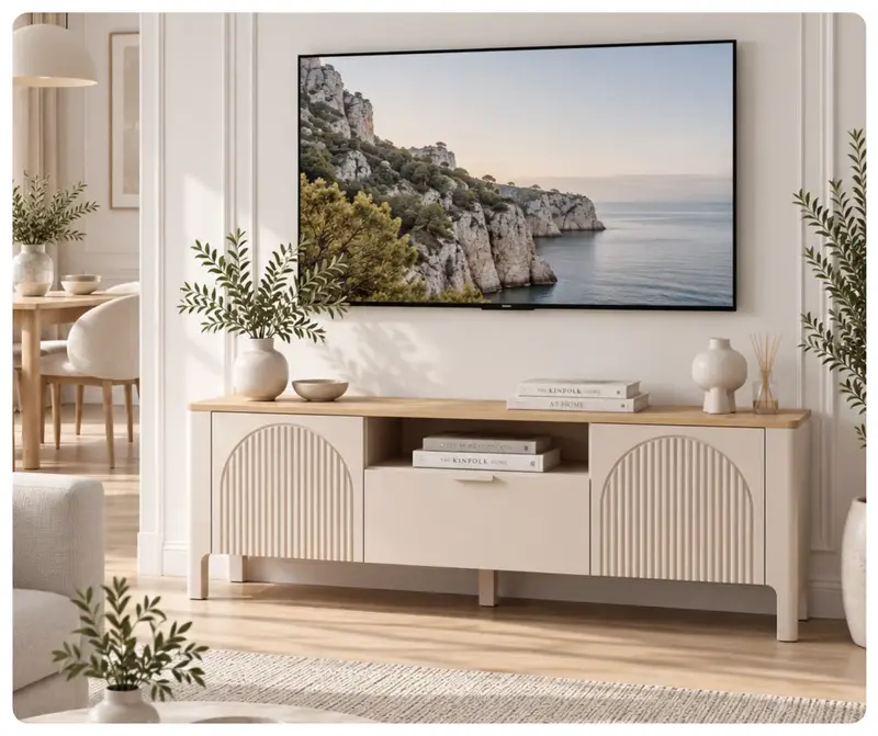 Szafka RTV Marbella 05 kaszmir 160 cm – ryflowane fronty