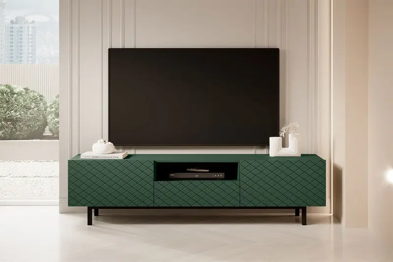 Szafka RTV Scalia II 190 2K1SZ z wnęką - labrador mat / czarny stelaż