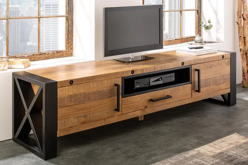 SZAFKA RTV THOR 200 CM NATURALNA SOSNA / 40684 / INVICTA INTERIOR