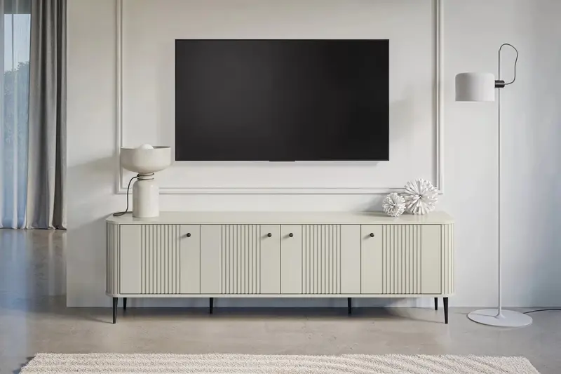 SZAFKA RTV VESPER 187 CM KASZMIR / CZARNE UCHWYTY / CZARNE NOGI