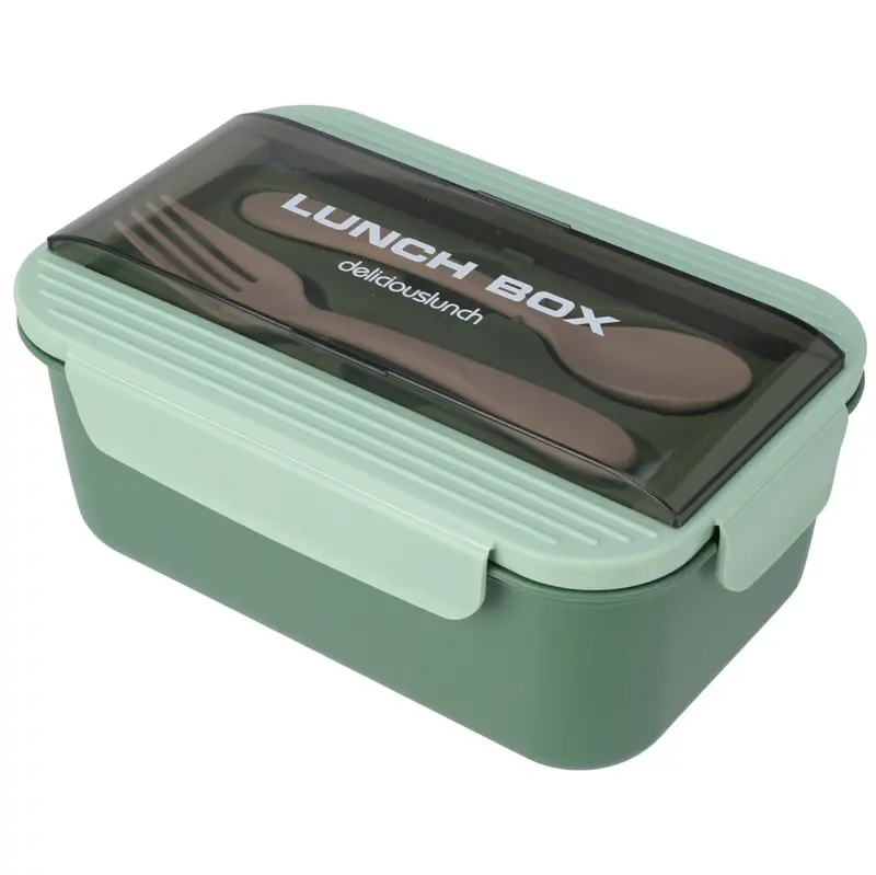 Szczelny lunchbox ze sztućcami, 21 x 14 x 7 cm