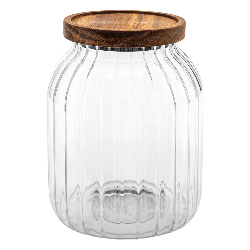 Szklany słoik z drewnianą pokrywką HARMONY, 2 l
