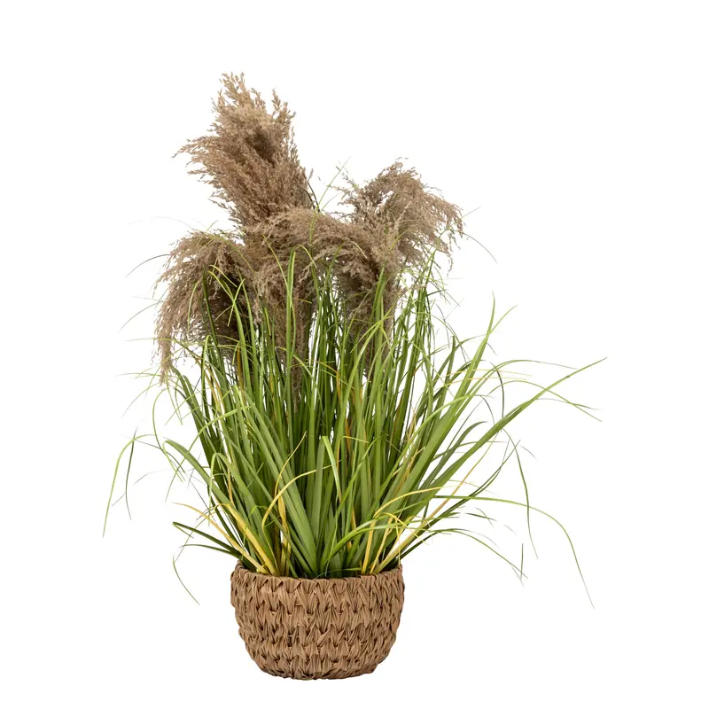 Sztuczna trawa MAXIME w doniczce z plecionki, 80 cm