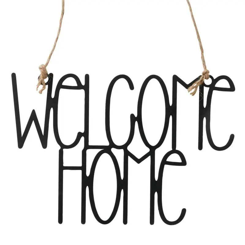 Tabliczka metalowa Welcome Home, czarna, 26,5 x 18 cm