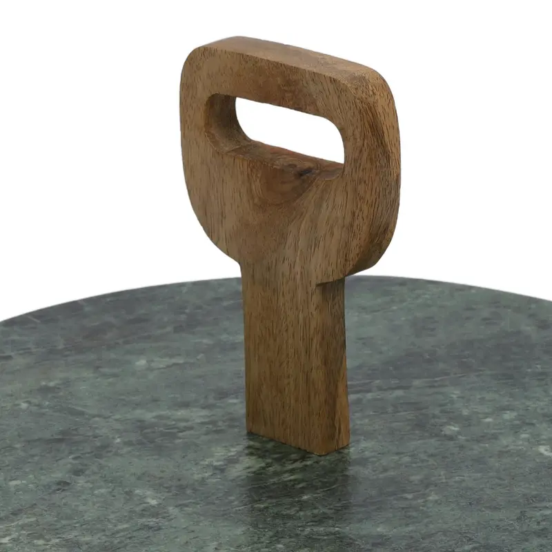 Taca do serwowania z marmuru, Ø 30 cm, drewniany uchwyt