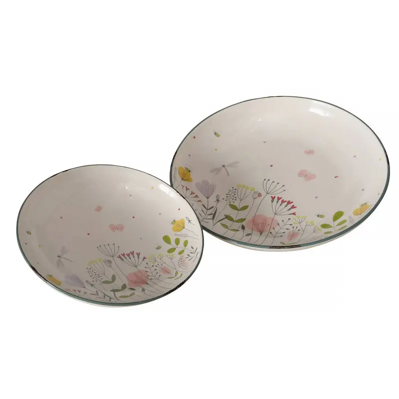 Talerze w kwiaty polne FLORINA, ceramiczne, 2 sztuki