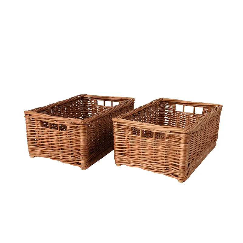 Taros wicker box, basket for shelf and ledge, wicker display storage basket, set of 2 TheWickerStories