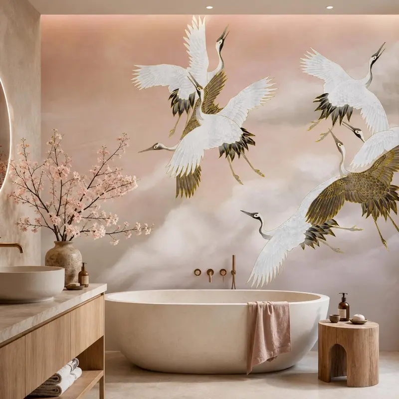 Taupe Tsuru – Tapeta na wymiar Aqua Zone