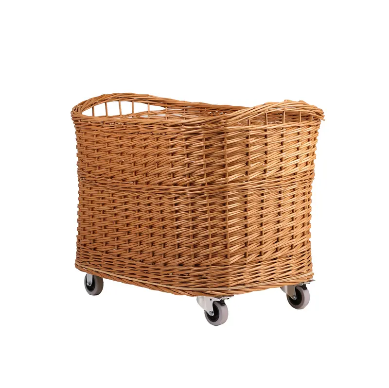 Tivor large, rectangular, mobile storage basket, wicker display basket TheWickerStories