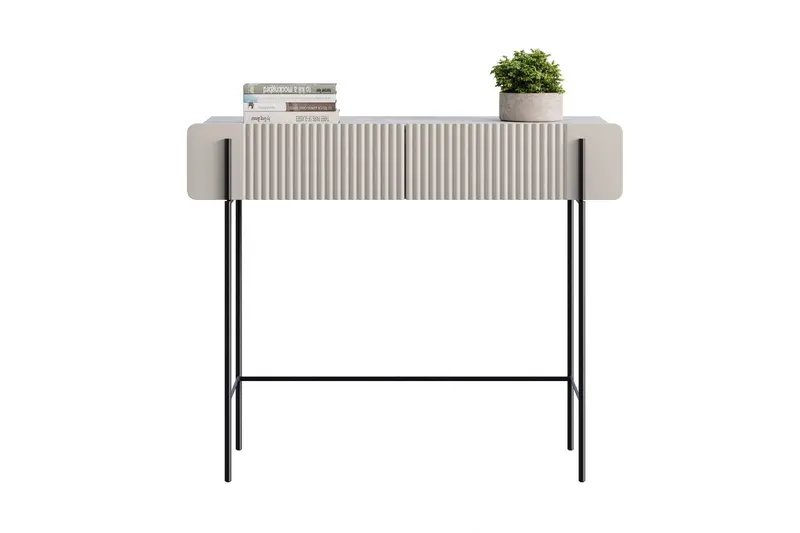 Toaletka Malmi 100 cm z szufladami - kaszmir / crema bianca / czarne nóżki