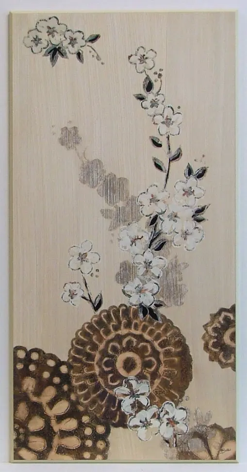 Tryptyk, kwitnąca gałązka na płycie 51x101 cm