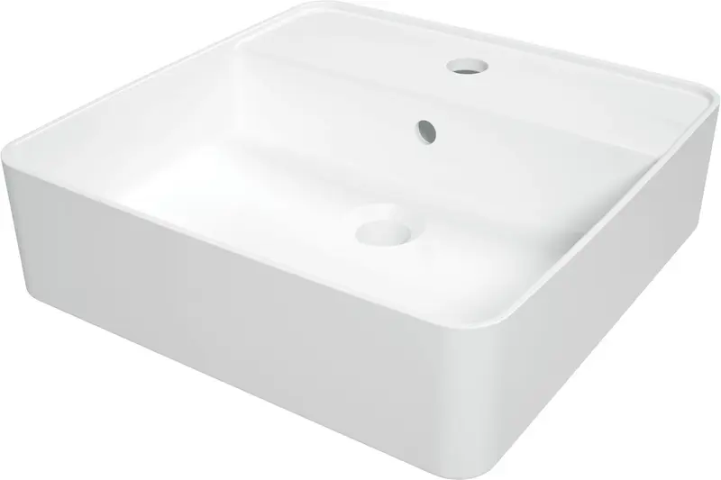 Umywalka ceramiczna nablatowa z miejscem na baterię Square Biały