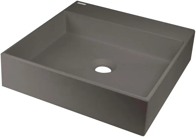 Umywalka granitowa nablatowa z miejscem na baterię - 400x400 mm Correo Antracyt