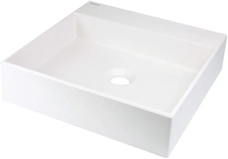 Umywalka granitowa nablatowa z miejscem na baterię - 400x400 mm Correo Biały Mat