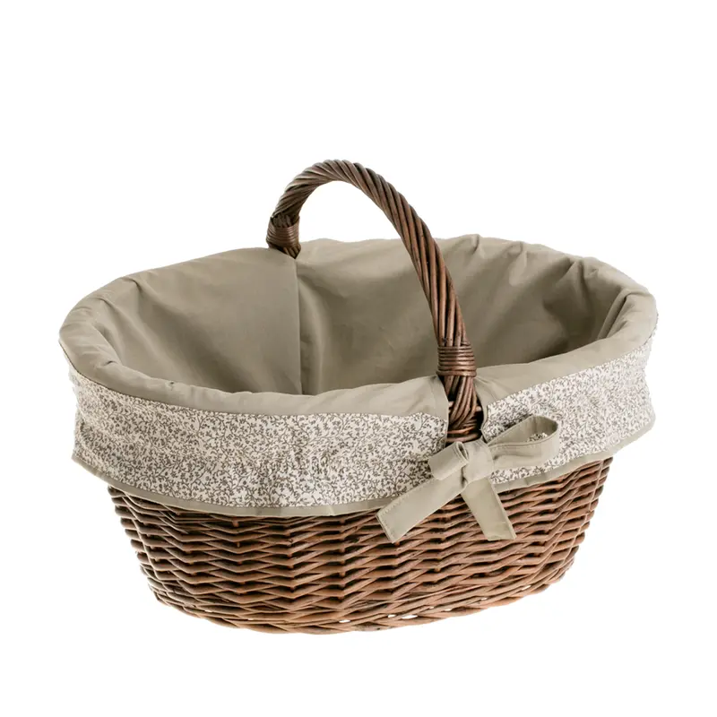 Walerissa wicker shopping basket with beige trim and handle TheWickerStories
