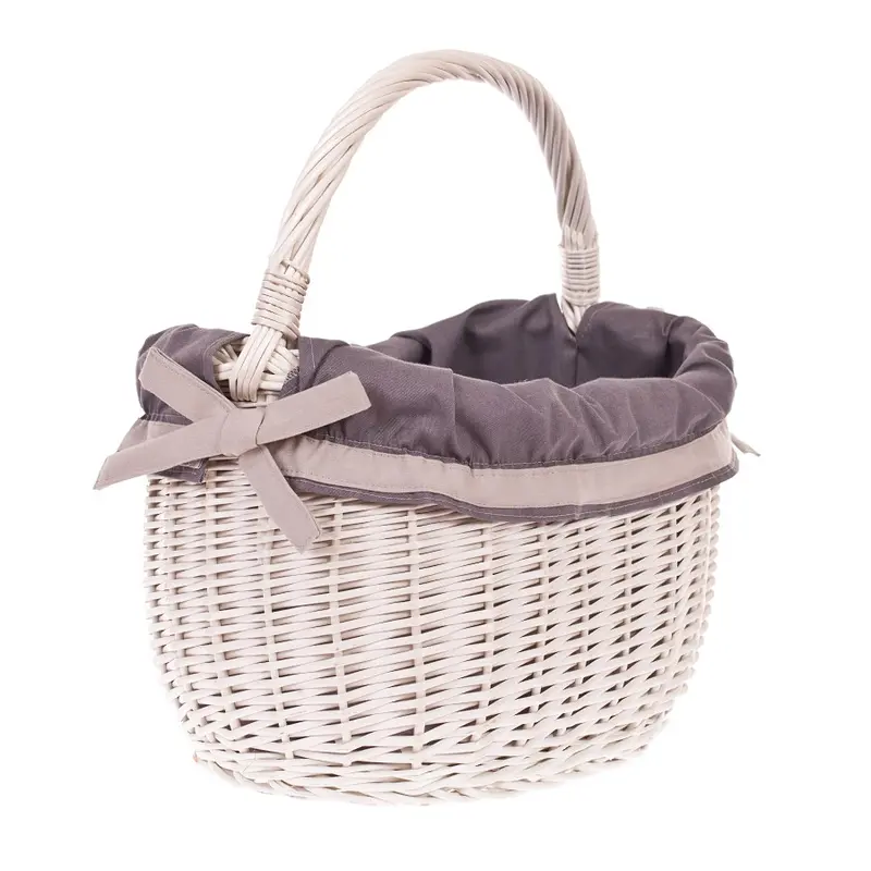 Wavellia wicker shopping basket with gray trim and handle TheWickerStories