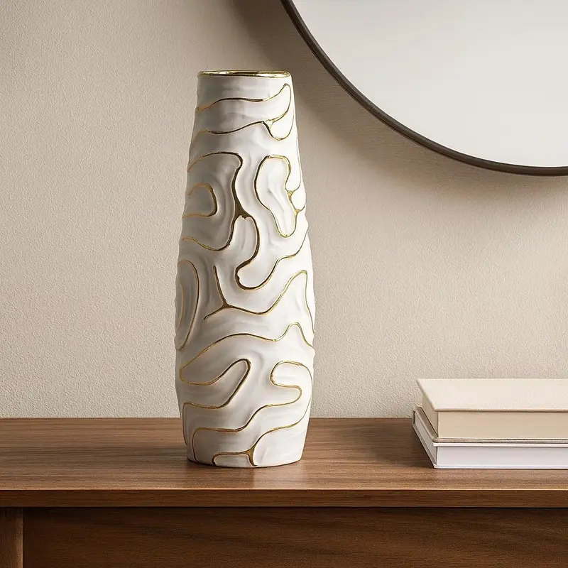 Wazon ceramiczny LIA, biały, Ø 14,5x39,5 cm
