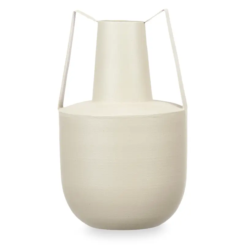 Wazon metalowy w pastelowym kolorze z uchwytami, 21 cm