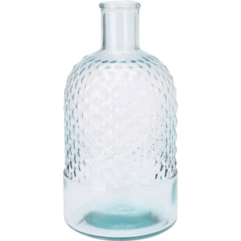 Wazon szklany butelka z wypukłym wzorem geometrycznym, wys. 23 cm