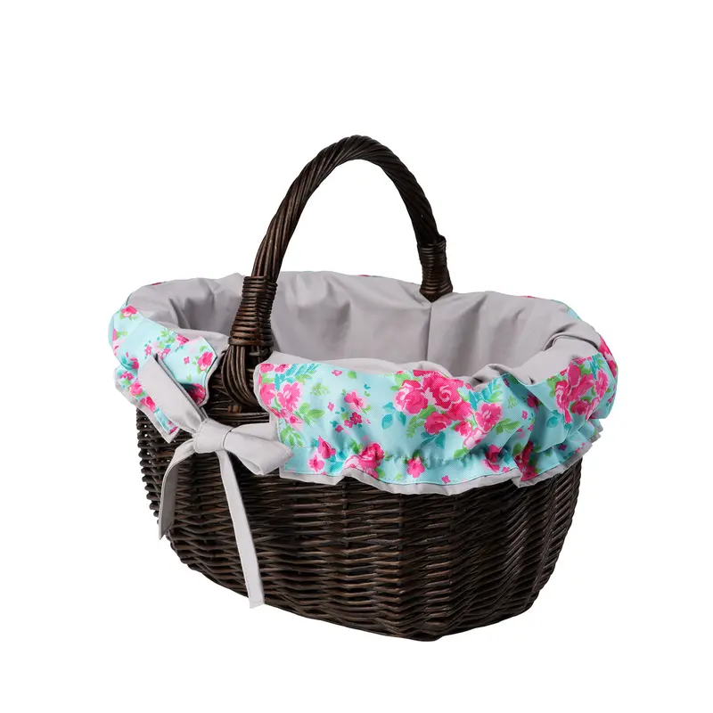 Werburga shopping basket with a wicker handle and gray trim TheWickerStories