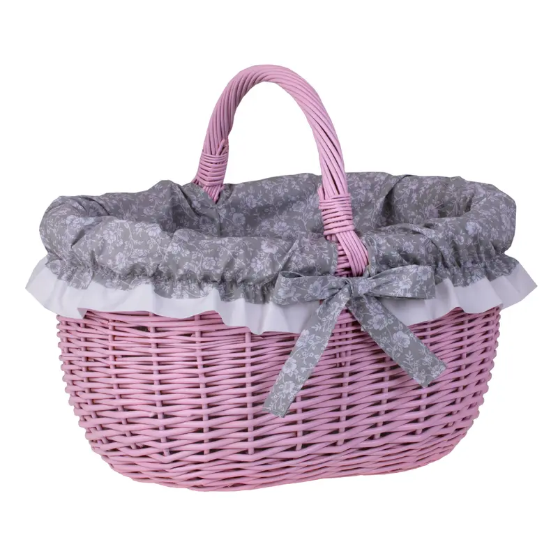 Werburga shopping basket with a wicker handle and gray trim TheWickerStories