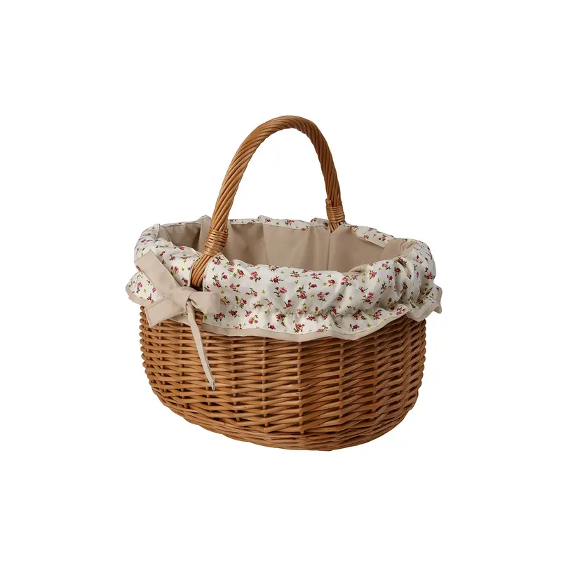Werburga wicker shopping basket with beige trim and handle TheWickerStories