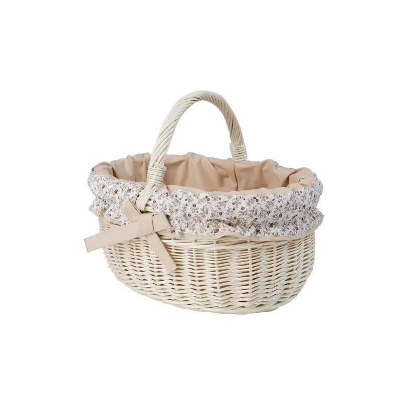 Werburga wicker shopping basket with beige trim and handle TheWickerStories