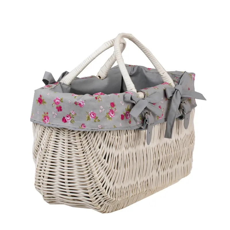 Werlissa wicker bicycle basket with gray trim and handles TheWickerStories
