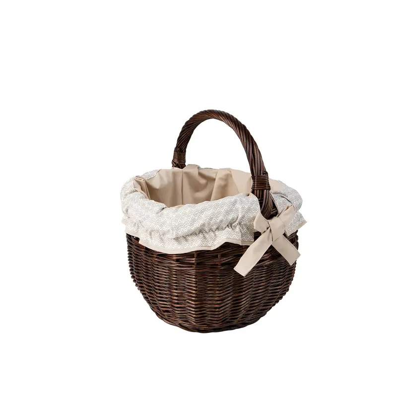 Wictor wicker shopping basket with cream trim and handle TheWickerStories