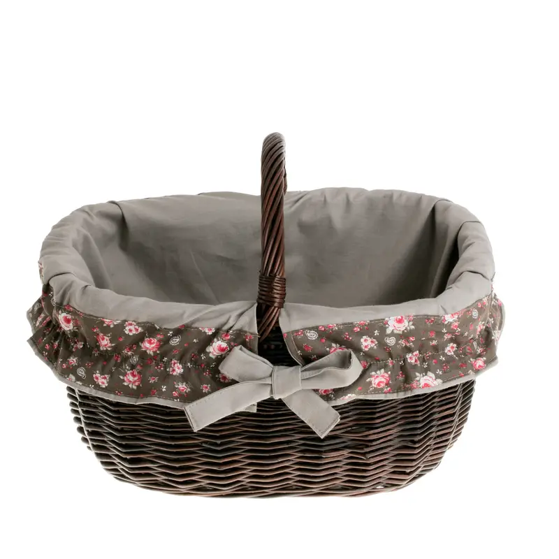 Wilhelmina wicker shopping basket, mushroom and picnic basket, decorative gift basket with trim TheWickerStories