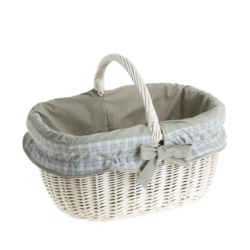 Wilhelmina wicker shopping basket, mushroom and picnic basket, decorative gift basket with trim TheWickerStories