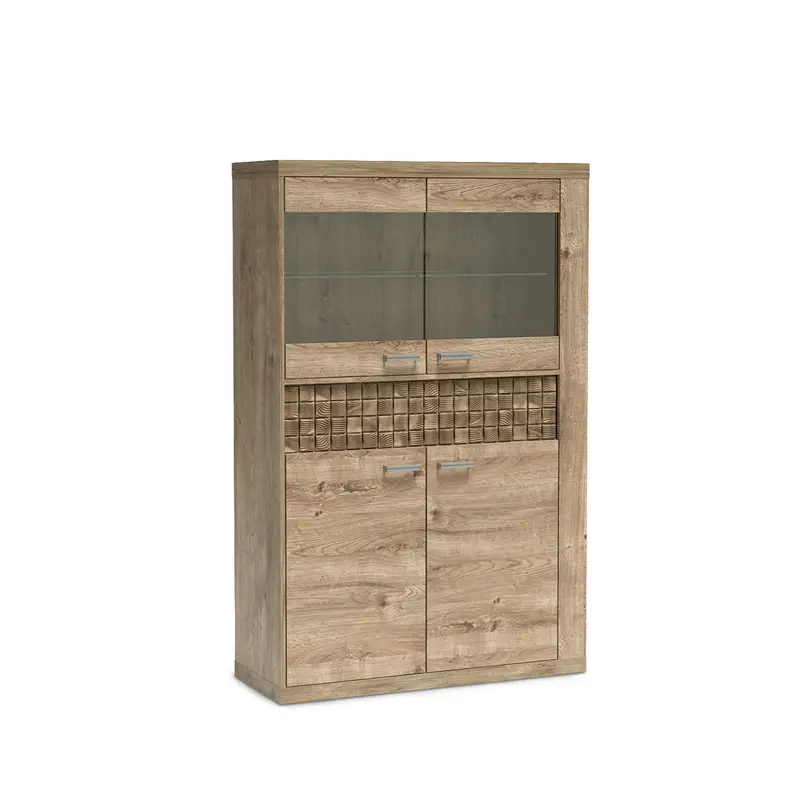 Witryna 102x160 z przeszklonymi drzwiami w stylu boho | Korin